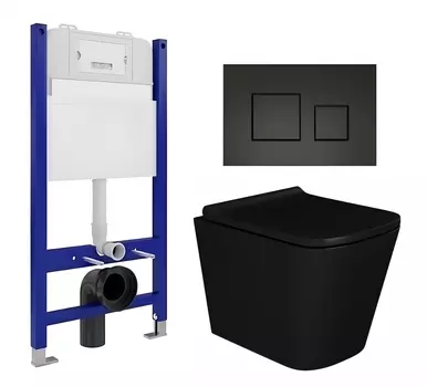 Комплект 3 в 1 инсталляция Enio Tecnico 50 EN8050050 + Унитаз подвесной Enio Binario BL черный EN4180225 + кнопка черная матовая