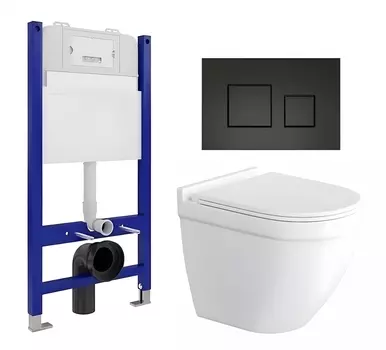 Комплект 3 в 1 инсталляция Enio Tecnico 50 EN8050050 + Унитаз подвесной Enio Pulito EN1170052 + кнопка черная матовая