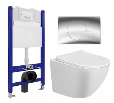 Комплект 3 в 1 инсталляция Enio Tecnico 50 EN8050050 + Унитаз подвесной Taliente Amato AM25010 + кнопка хром