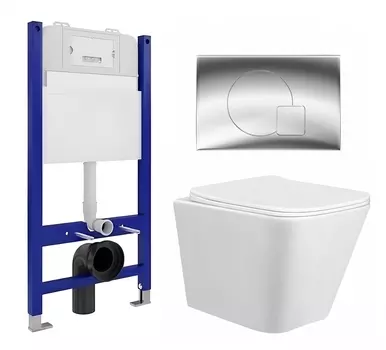 Комплект 3 в 1 инсталляция Enio Tecnico 50 EN8050050 + Унитаз подвесной Taliente Correto CR25200 + кнопка хром