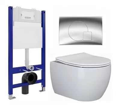 Комплект 3 в 1 инсталляция Enio Tecnico 50 EN8050050 + Унитаз подвесной Ceramica Nova Play CN3001 + кнопка хром