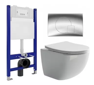 Комплект 3 в 1 инсталляция Enio Tecnico 50 EN8050050 + Унитаз подвесной Ceramica Nova Forma CN3009 + кнопка хром