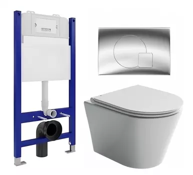 Комплект 3 в 1 инсталляция Enio Tecnico 50 EN8050050 + Унитаз подвесной Ceramica Nova Forma CN3011 + кнопка хром