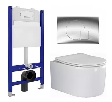 Комплект 3 в 1 инсталляция Enio Tecnico 50 EN8050050 + Унитаз подвесной Ceramica Nova Moments CN3003 + кнопка хром