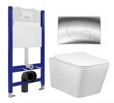 Комплект 3 в 1 инсталляция Enio Tecnico 50 EN8050050 + Унитаз Vincea Q-Line VT1-12 + кнопка хром