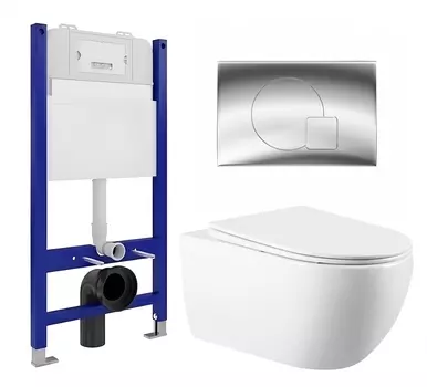 Комплект 3 в 1 инсталляция Enio Tecnico 50 EN8050050 + Унитаз подвесной Vincea Evo VT1-34 + кнопка хром