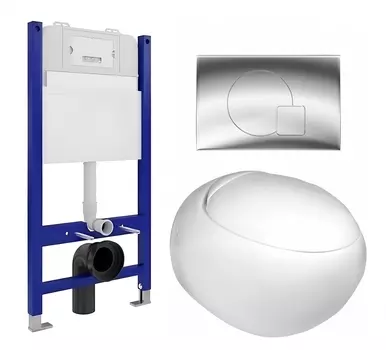 Комплект 3 в 1 инсталляция Enio Tecnico 50 EN8050050 + Подвесной унитаз WeltWasser Jeckenbach + кнопка хром