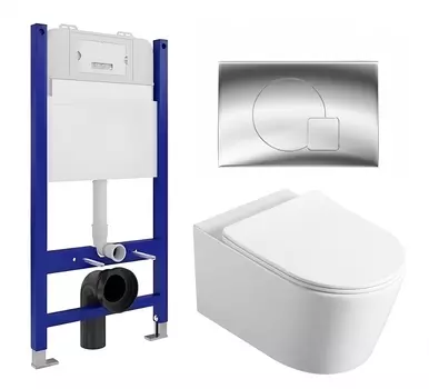 Комплект 3 в 1 инсталляция Enio Tecnico 50 EN8050050 + Унитаз Vincea Cute VT1-24 + кнопка хром