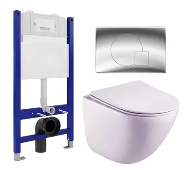 Комплект 3 в 1 инсталляция Enio Tecnico 50 EN8050050 + Унитаз подвесной Esbano Lotus ESUPLOTUW + кнопка хром