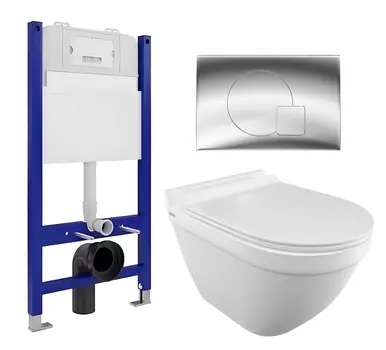 Комплект 3 в 1 инсталляция Enio Tecnico 50 EN8050050 + Унитаз подвесной Iddis Cloud CLORDSEi25 + кнопка хром