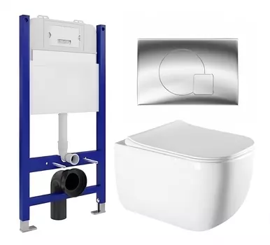 Комплект 3 в 1 инсталляция Enio Tecnico 50 EN8050050 + Унитаз подвесной Vincea Form VT1-35 + кнопка хром