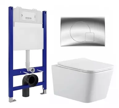Комплект 3 в 1 инсталляция Enio Tecnico 50 EN8050050 + Подвесной унитаз SinteSi BALTI + кнопка хром