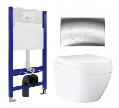Комплект 3 в 1 инсталляция Enio Tecnico 50 EN8050050 + Унитаз подвесной Grohe Euro Ceramic 39206000 + кнопка хром
