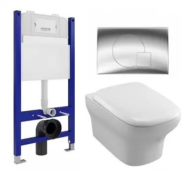 Комплект 3 в 1 инсталляция Enio Tecnico 50 EN8050050 + Унитаз подвесной Jacob Delafon Vox EDM102-00 + кнопка хром