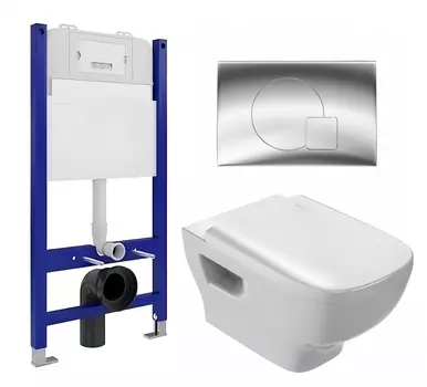 Комплект 3 в 1 инсталляция Enio Tecnico 50 EN8050050 + Унитаз подвесной Jacob Delafon Struktura EDE102-00 + кнопка хром