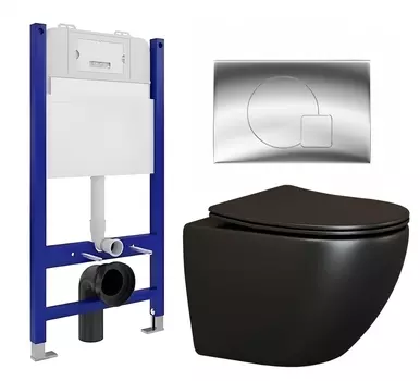 Комплект 3 в 1 инсталляция Enio Tecnico 50 EN8050050 + Унитаз подвесной Ceramica Nova Metropol CN4002MB + кнопка хром