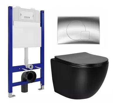 Комплект 3 в 1 инсталляция Enio Tecnico 50 EN8050050 + Унитаз Vincea Globo VT1-14MB + кнопка хром