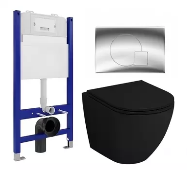 Комплект 3 в 1 инсталляция Enio Tecnico 50 EN8050050 + Унитаз подвесной Grossman GR-4455BMS + кнопка хром
