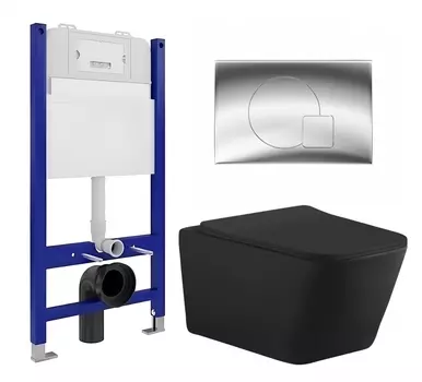 Комплект 3 в 1 инсталляция Enio Tecnico 50 EN8050050 + Унитаз подвесной Aquanet Tavr-W BW 287011 + кнопка хром