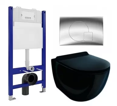 Комплект 3 в 1 инсталляция Enio Tecnico 50 EN8050050 + Унитаз подвесной Esbano Garcia ESUPGARCB + кнопка хром