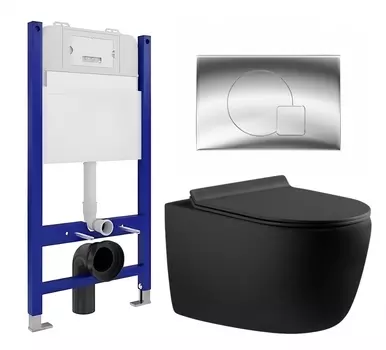 Комплект 3 в 1 инсталляция Enio Tecnico 50 EN8050050 + Унитаз подвесной Aquanet Cetus 287008 + кнопка хром