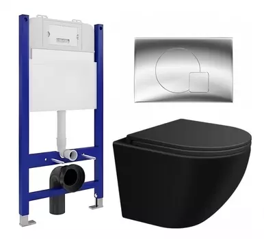Комплект 3 в 1 инсталляция Enio Tecnico 50 EN8050050 + Подвесной унитаз SinteSi EVI + кнопка хром