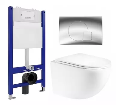 Комплект 3 в 1 инсталляция Enio Tecnico 50 EN8050050 + Унитаз подвесной Enio Unico EN3103895 + кнопка хром