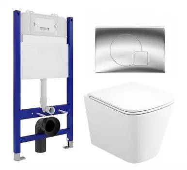 Комплект 3 в 1 инсталляция Enio Tecnico 50 EN8050050 + Унитаз подвесной Enio Binario EN4215896 + кнопка хром