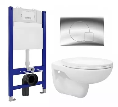 Комплект 3 в 1 инсталляция Enio Tecnico 50 EN8050050 + Унитаз подвесной Enio Ekos EN0170571 + кнопка хром