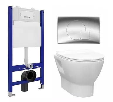 Комплект 3 в 1 инсталляция Enio Tecnico 50 EN8050050 + Унитаз подвесной Enio Nativo EN1270551 + кнопка хром