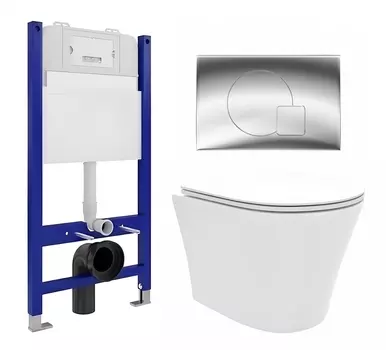 Комплект 3 в 1 инсталляция Enio Tecnico 50 EN8050050 + Унитаз подвесной Enio Neo EN5370588 + кнопка хром