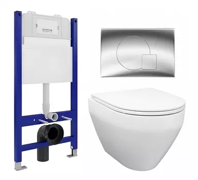 Комплект 3 в 1 инсталляция Enio Tecnico 50 EN8050050 + Унитаз подвесной Enio Cono EN2870522 + кнопка хром