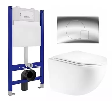 Комплект 3 в 1 инсталляция Enio Tecnico 50 EN8050050 + Унитаз подвесной Enio Unico Tornado EN2105073 + кнопка хром