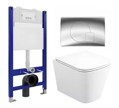 Комплект 3 в 1 инсталляция Enio Tecnico 50 EN8050050 + Унитаз подвесной Enio Binario Tornado EN4180237 + кнопка хром