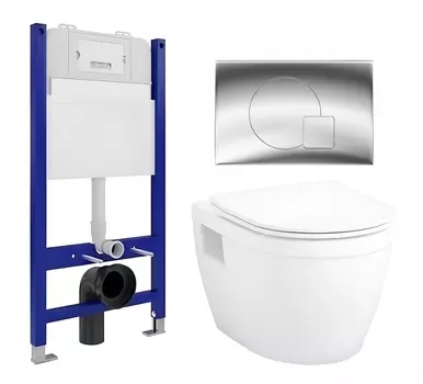 Комплект 3 в 1 инсталляция Enio Tecnico 50 EN8050050 + Унитаз подвесной Enio Bolo EN8350034 + кнопка хром