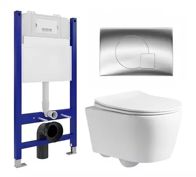 Комплект 3 в 1 инсталляция Enio Tecnico 50 EN8050050 + Унитаз подвесной CeruttiSpa Sella PP 9738 + кнопка хром