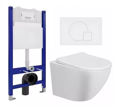 Комплект 3 в 1 инсталляция Enio Tecnico 50 EN8050050 + Унитаз подвесной Taliente Amato AM25010 + кнопка белая матовая