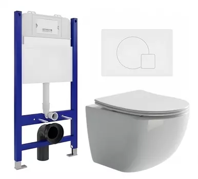 Комплект 3 в 1 инсталляция Enio Tecnico 50 EN8050050 + Унитаз подвесной Ceramica Nova Forma CN3009 + кнопка белая матовая