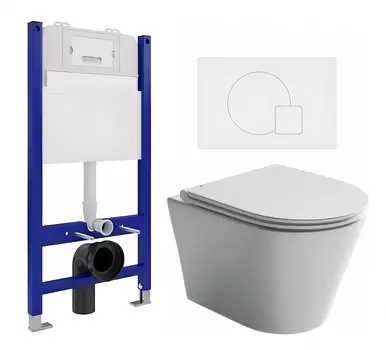 Комплект 3 в 1 инсталляция Enio Tecnico 50 EN8050050 + Унитаз подвесной Ceramica Nova Forma CN3011 + кнопка белая матовая