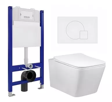 Комплект 3 в 1 инсталляция Enio Tecnico 50 EN8050050 + Унитаз Vincea Q-Line VT1-12 + кнопка белая матовая
