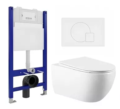Комплект 3 в 1 инсталляция Enio Tecnico 50 EN8050050 + Унитаз подвесной Vincea Evo VT1-34 + кнопка белая матовая