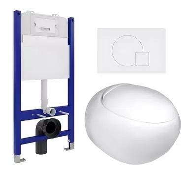 Комплект 3 в 1 инсталляция Enio Tecnico 50 EN8050050 + Подвесной унитаз WeltWasser Jeckenbach + кнопка белая матовая