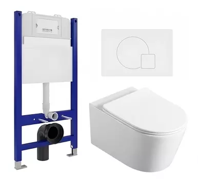 Комплект 3 в 1 инсталляция Enio Tecnico 50 EN8050050 + Унитаз Vincea Cute VT1-24 + кнопка белая матовая