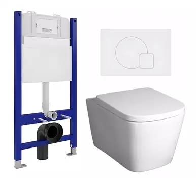 Комплект 3 в 1 инсталляция Enio Tecnico 50 EN8050050 + Унитаз подвесной BelBagno Albano BB120CHR + кнопка белая матовая