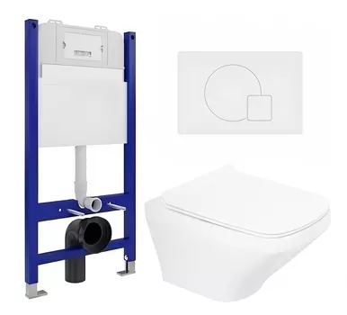 Комплект 3 в 1 инсталляция Enio Tecnico 50 EN8050050 + Унитаз подвесной BelBagno Sela BB3201CHR + кнопка белая матовая