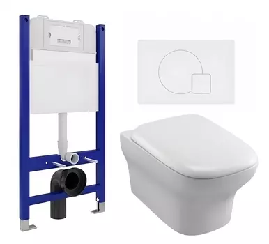 Комплект 3 в 1 инсталляция Enio Tecnico 50 EN8050050 + Унитаз подвесной Jacob Delafon Vox EDM102-00 + кнопка белая матовая