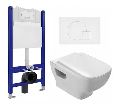 Комплект 3 в 1 инсталляция Enio Tecnico 50 EN8050050 + Унитаз подвесной Jacob Delafon Struktura EDE102-00 + кнопка белая матовая