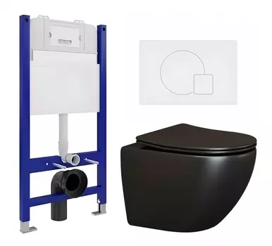 Комплект 3 в 1 инсталляция Enio Tecnico 50 EN8050050 + Унитаз подвесной Ceramica Nova Metropol CN4002MB + кнопка белая матовая