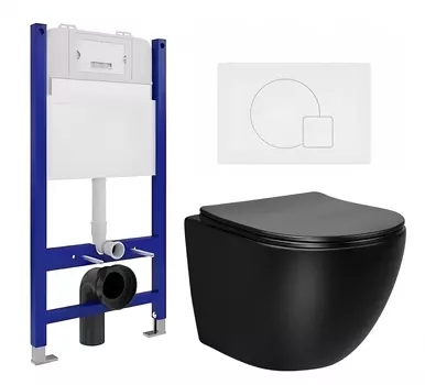 Комплект 3 в 1 инсталляция Enio Tecnico 50 EN8050050 + Унитаз Vincea Globo VT1-14MB + кнопка белая матовая