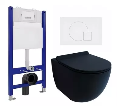 Комплект 3 в 1 инсталляция Enio Tecnico 50 EN8050050 + Унитаз подвесной Esbano Garcia + кнопка белая матовая